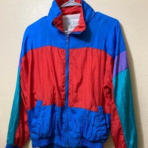 Vintage Olympic Exposure Women's Color Block Windbreaker Jacket Size Large